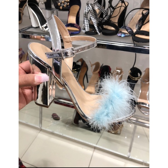 Charlotte Russe Shoes - Charlotte Russe Silver Faux Fur Heels Size 8